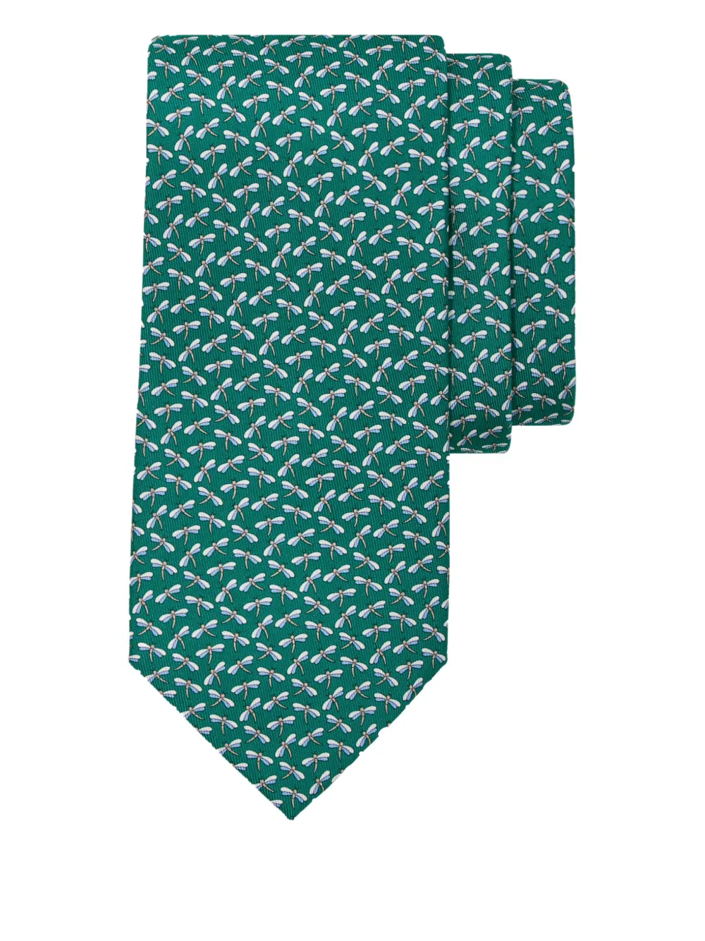 Ferragamo Stropdas met Dragonfly-print Groen