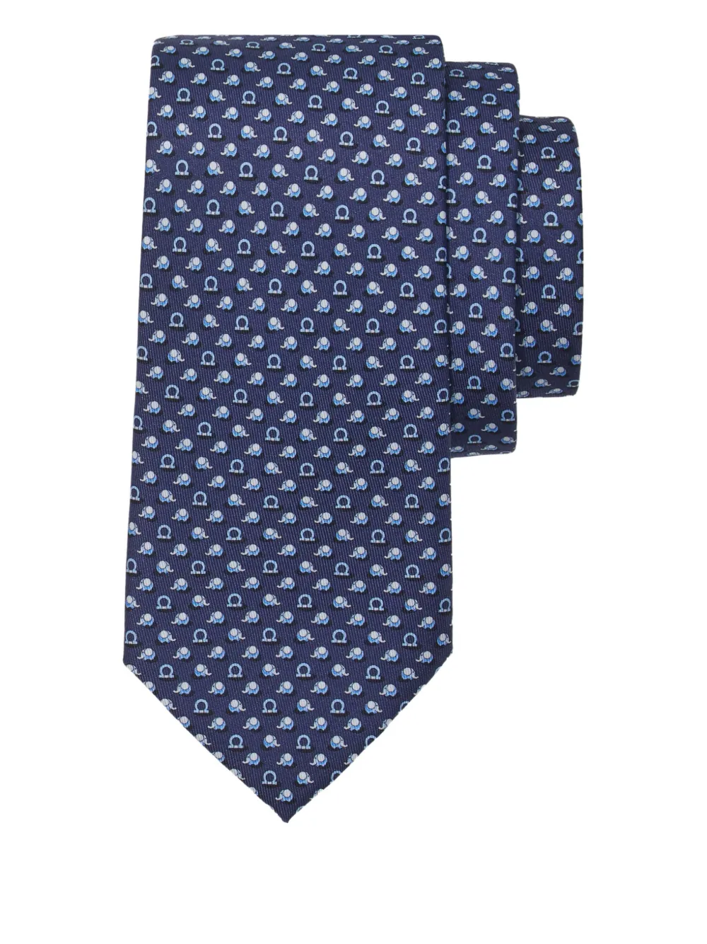 Ferragamo Zijden stropdas met Elephant-print Blauw