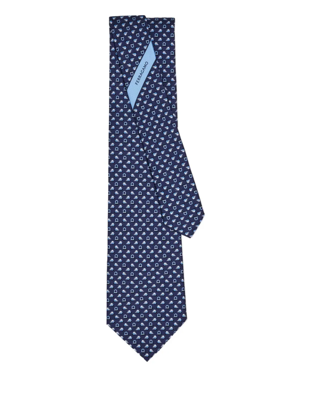 Ferragamo Cravatta in seta con stampa elefante - Blu