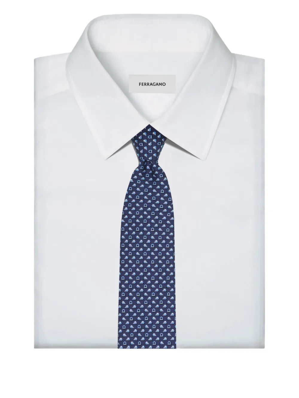 Ferragamo Zijden stropdas met Elephant-print Blauw