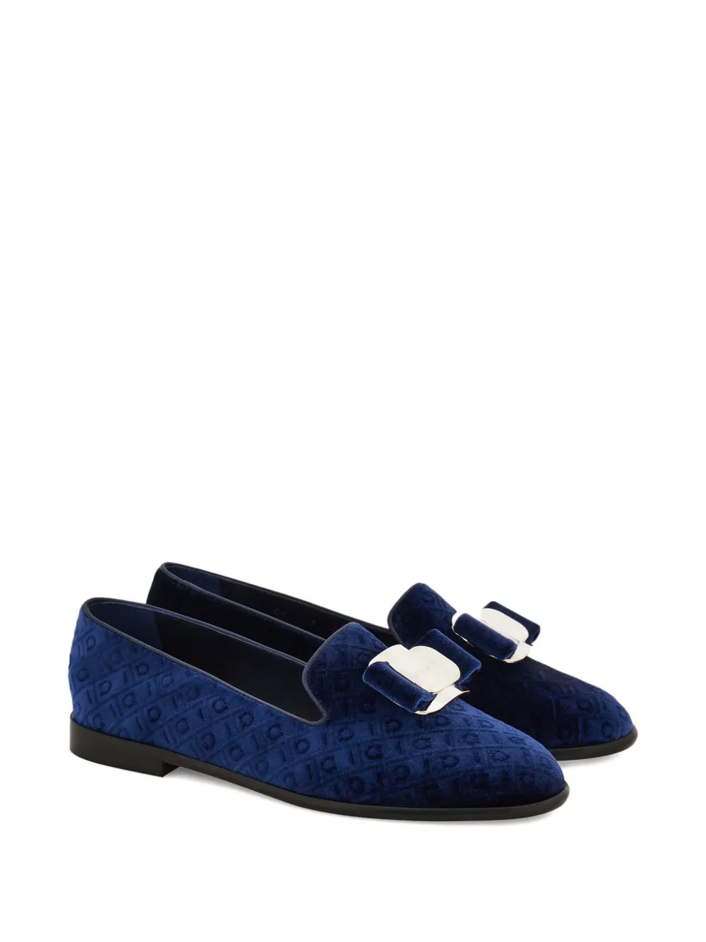 Ferragamo New Vara velvet buckle loafers - Blauw