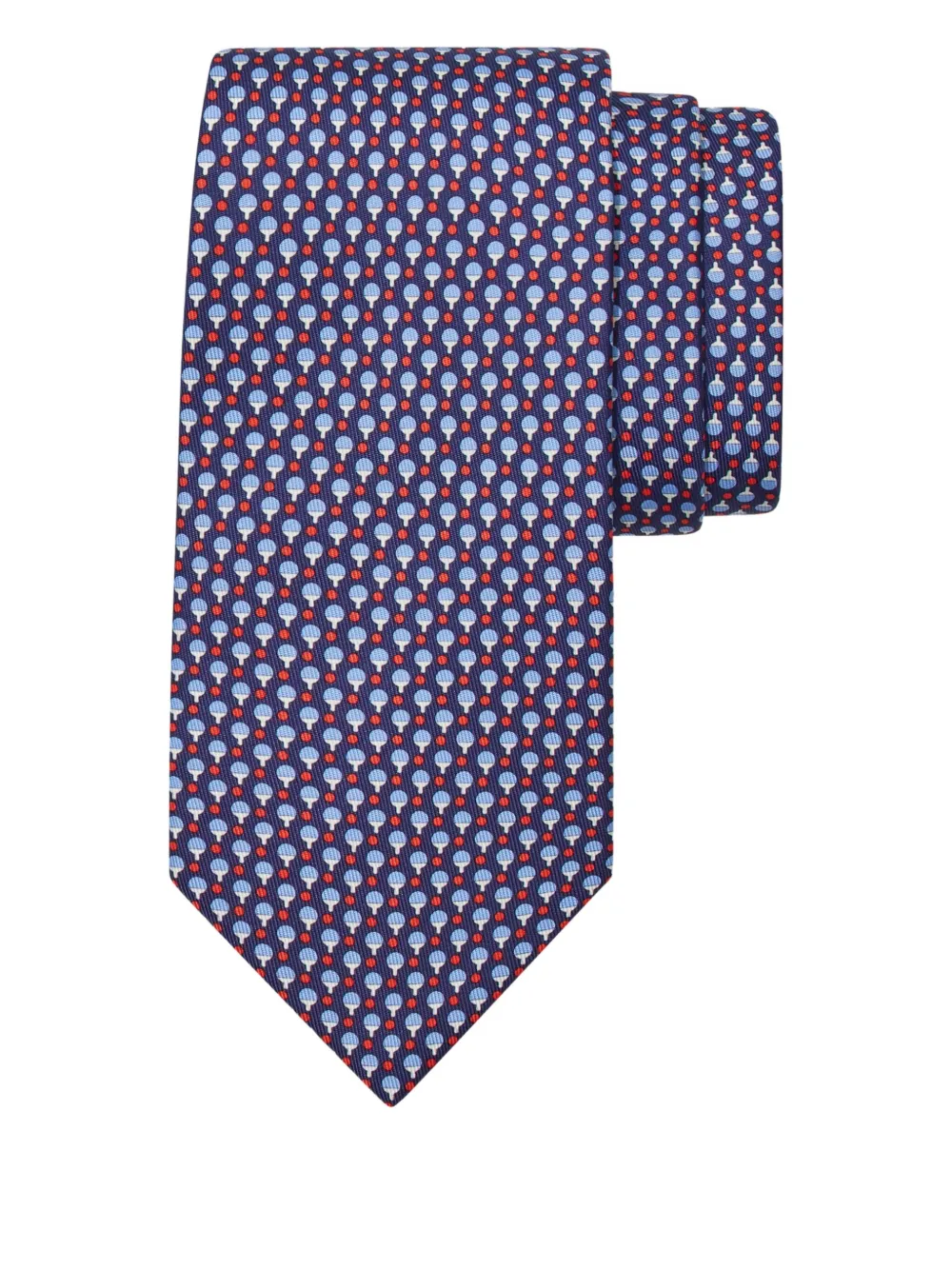 Ferragamo Gravata de seda com estampa Ping pong | Azul | Image 1