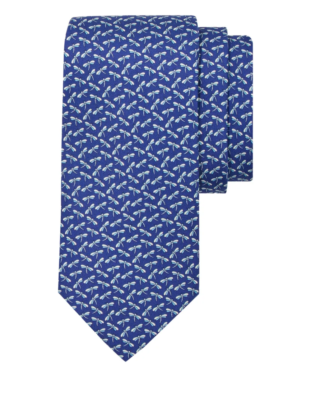 Ferragamo Stropdas met Dragonfly-print Blauw