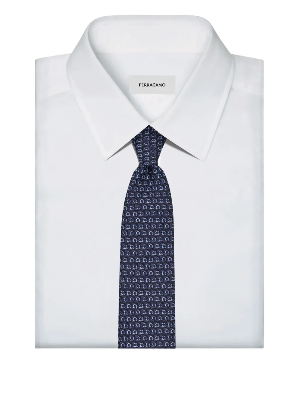 Ferragamo Stropdas met jacquard Blauw