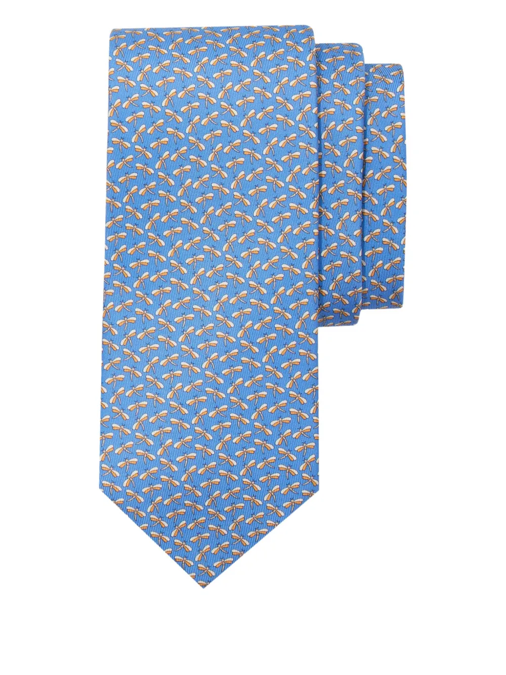 Ferragamo Stropdas met Dragonfly-print Blauw