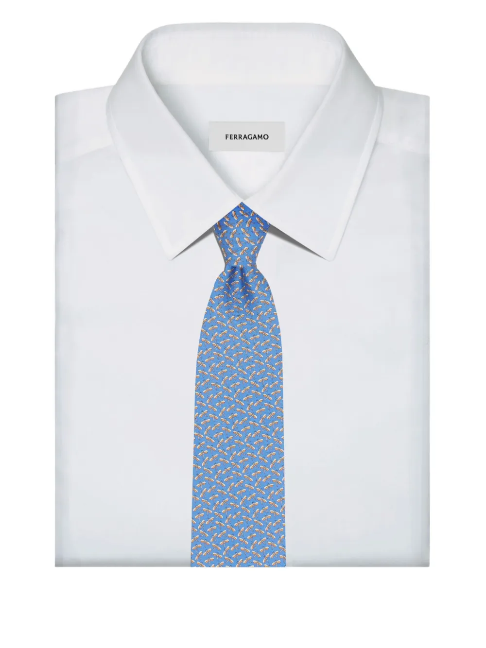 Ferragamo Stropdas met Dragonfly-print Blauw