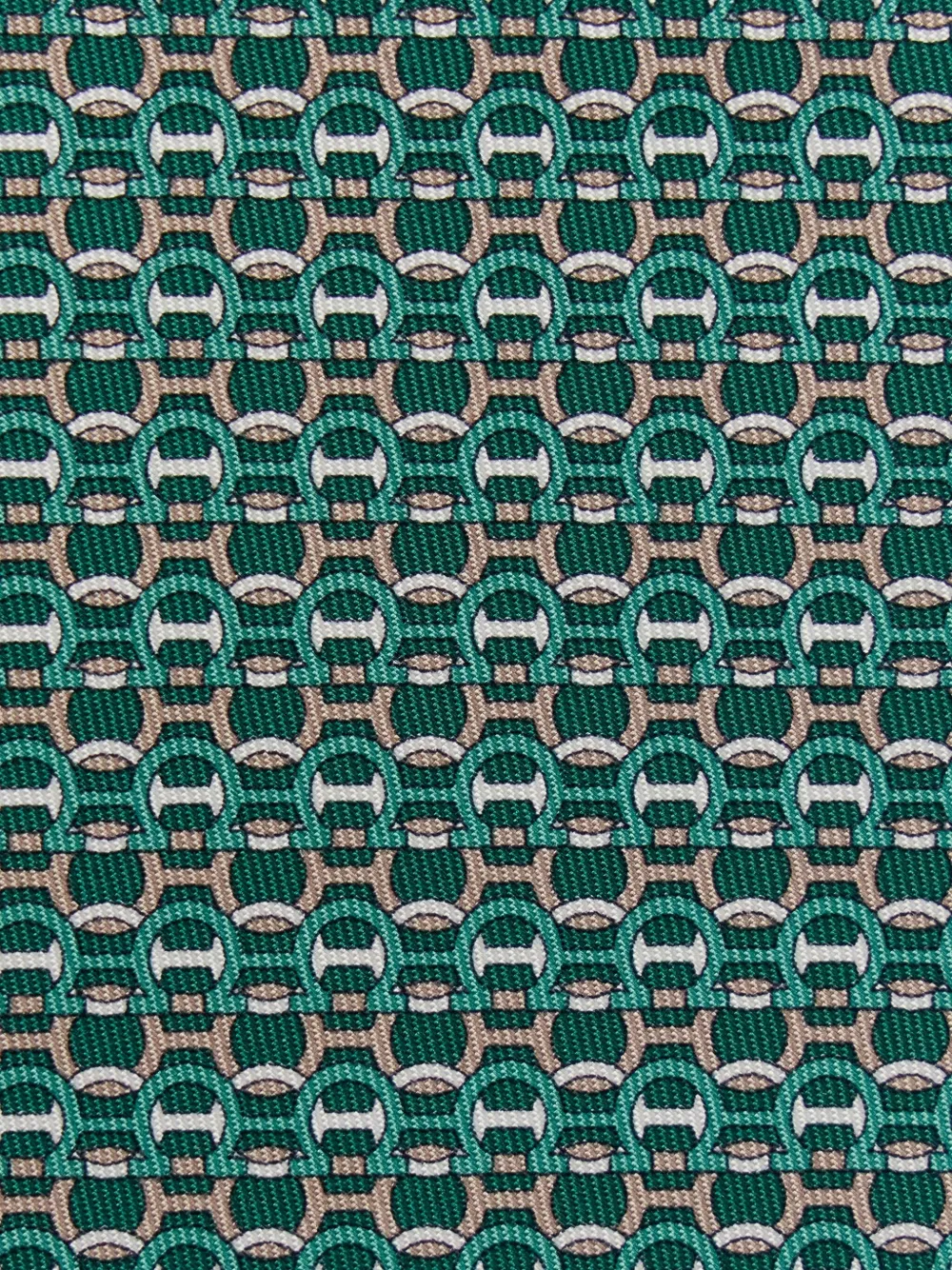 Ferragamo Gancini-print silk tie - Groen