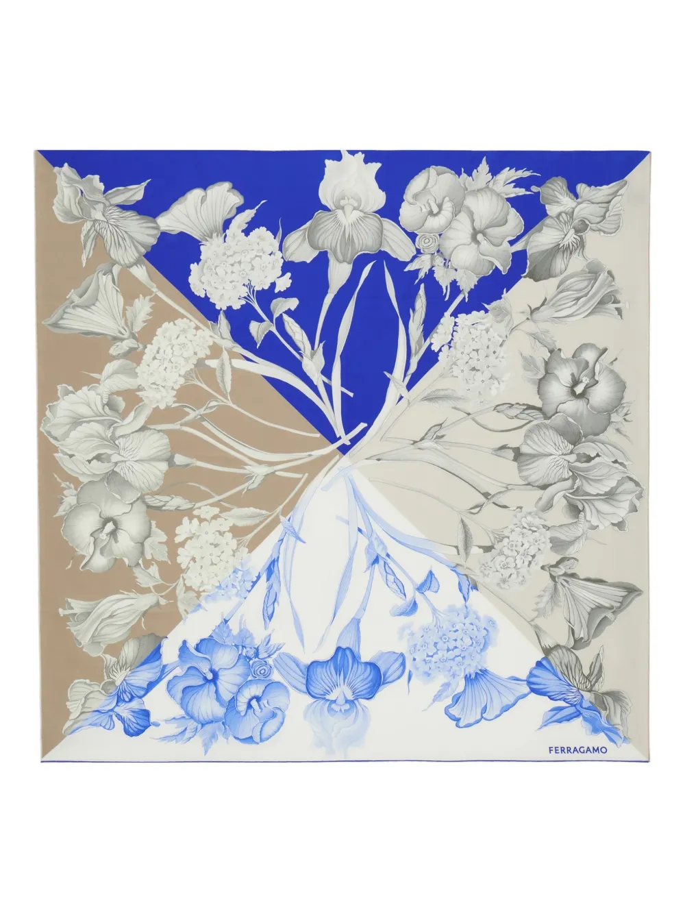 Ferragamo hydrangea-print scarf | Blue | Image 1