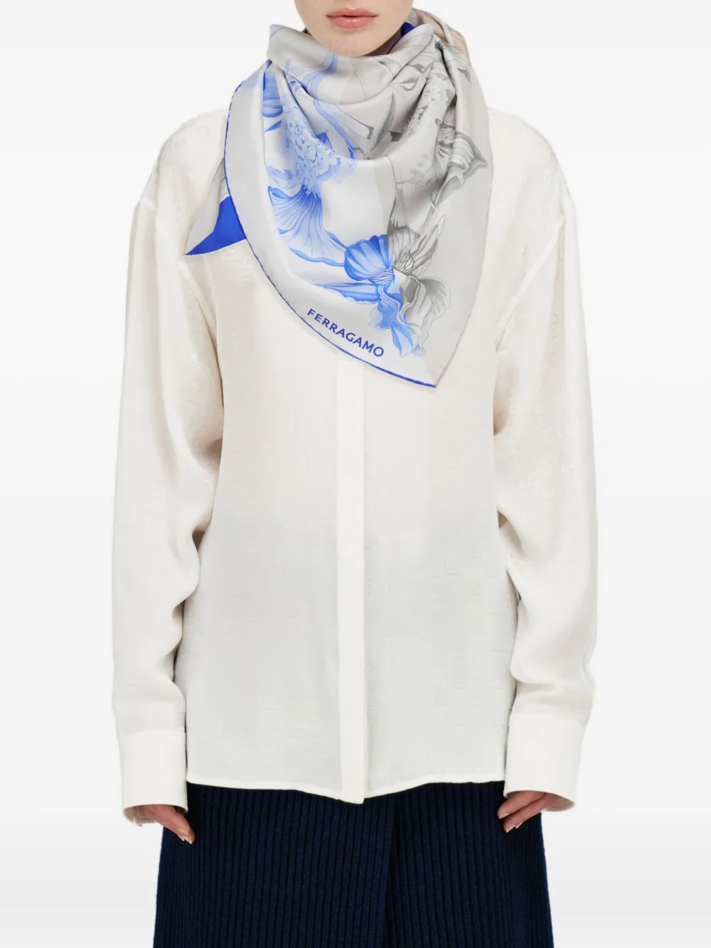 Ferragamo Zijden sjaal Blauw