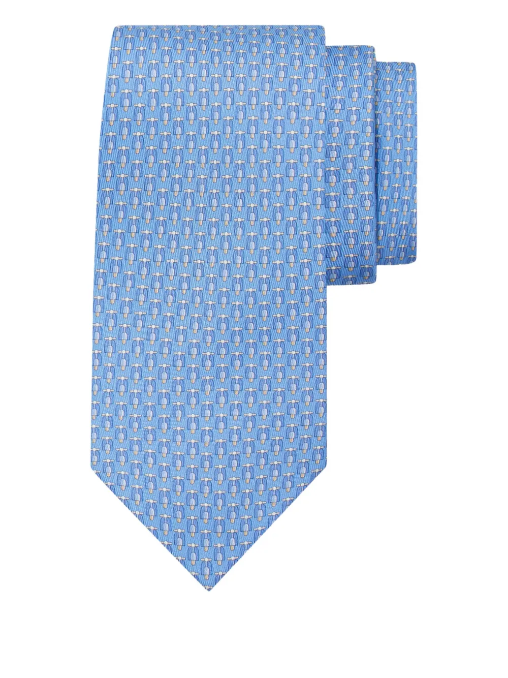 Ferragamo Zijden stropdas met scooter-print Blauw