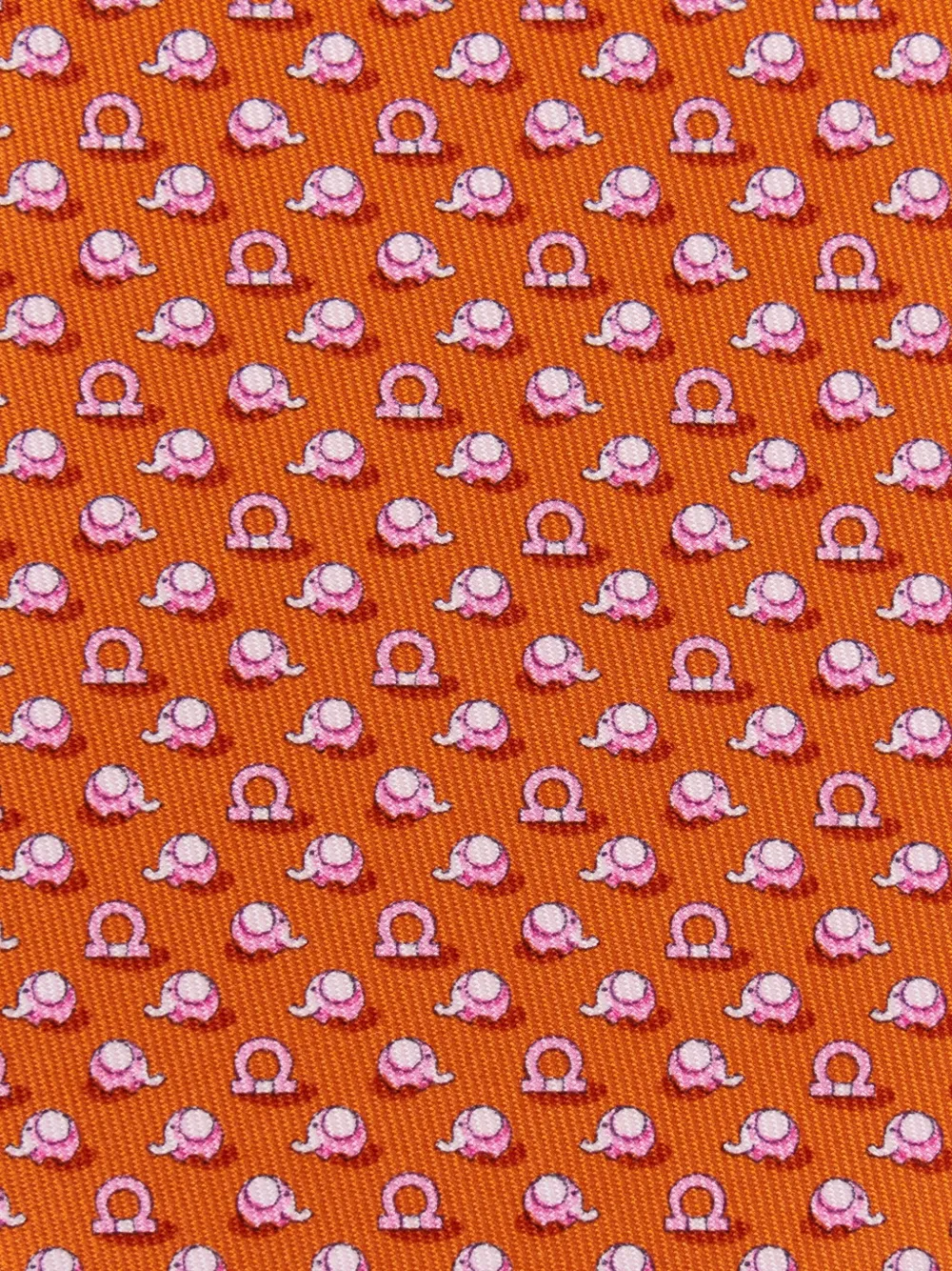 Ferragamo Zijden stropdas met Elephant-print - Oranje