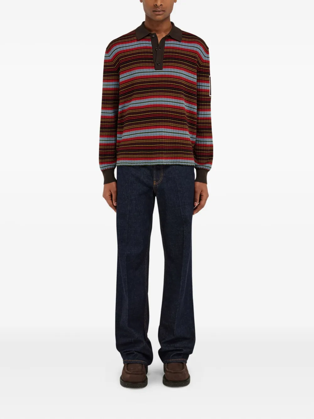 Ferragamo striped long-sleeve polo shirt - Zwart