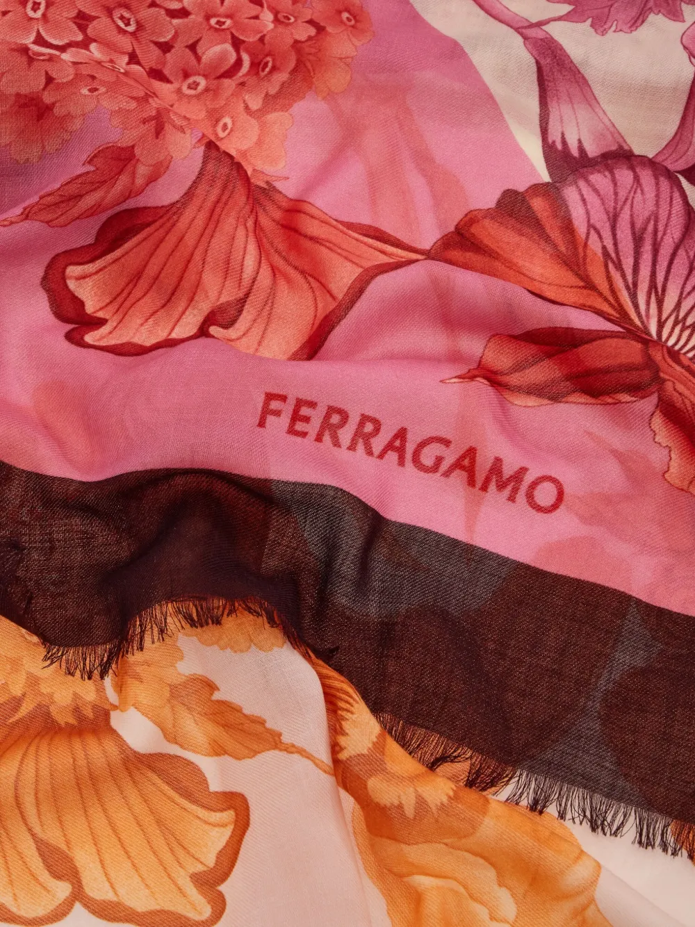 Ferragamo hydrangea-print scarf - COTTON CANDY