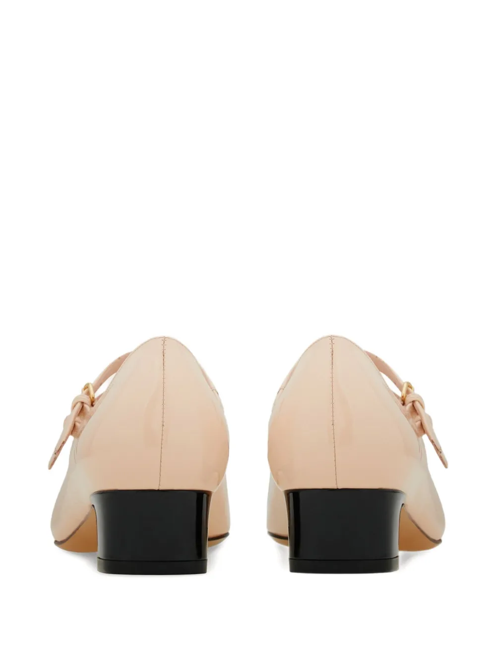 Ferragamo Vara Bow two-strap block-heel pumps Neutrals