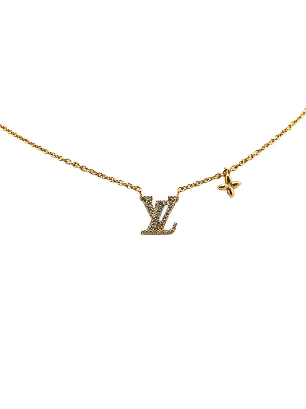 Louis Vuitton Pre-Owned 2023 ゴールドプレーテッド LV クリスタル アイコニック ペンダント コスチューム Louis Vuitton Pre-Owned 2023 ゴールドプレーテッド LV クリスタル アイコニック ペンダント コスチューム