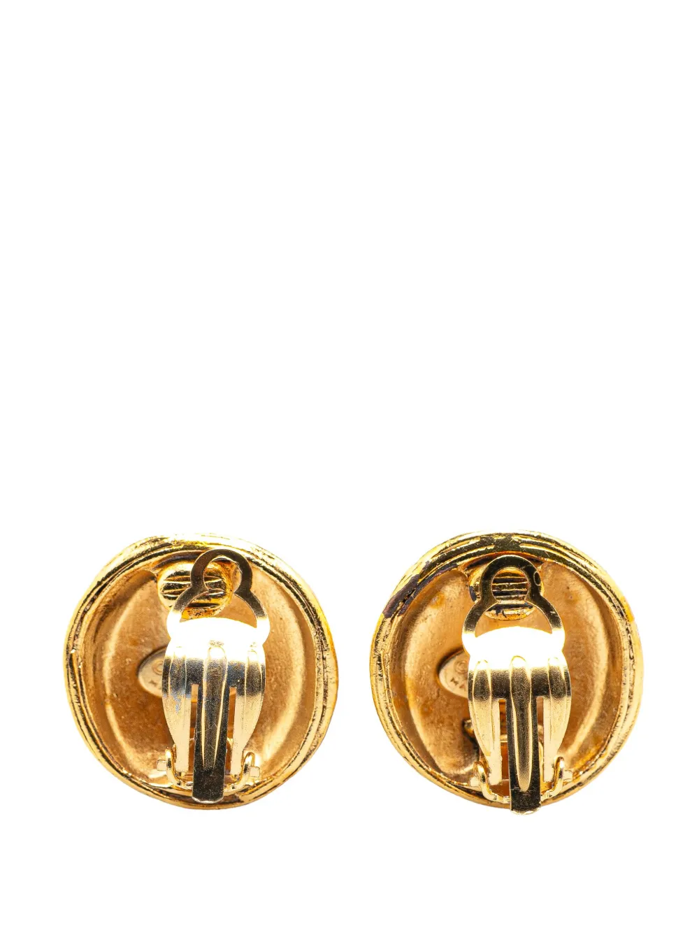 CHANEL Pre-Owned 1994 Gold Plated CC Round Clip On Earrings costume earrings | Image 2