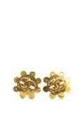 CHANEL Pre-Owned 1994 Gold Plated CC Flower Clip On Earrings costume earrings