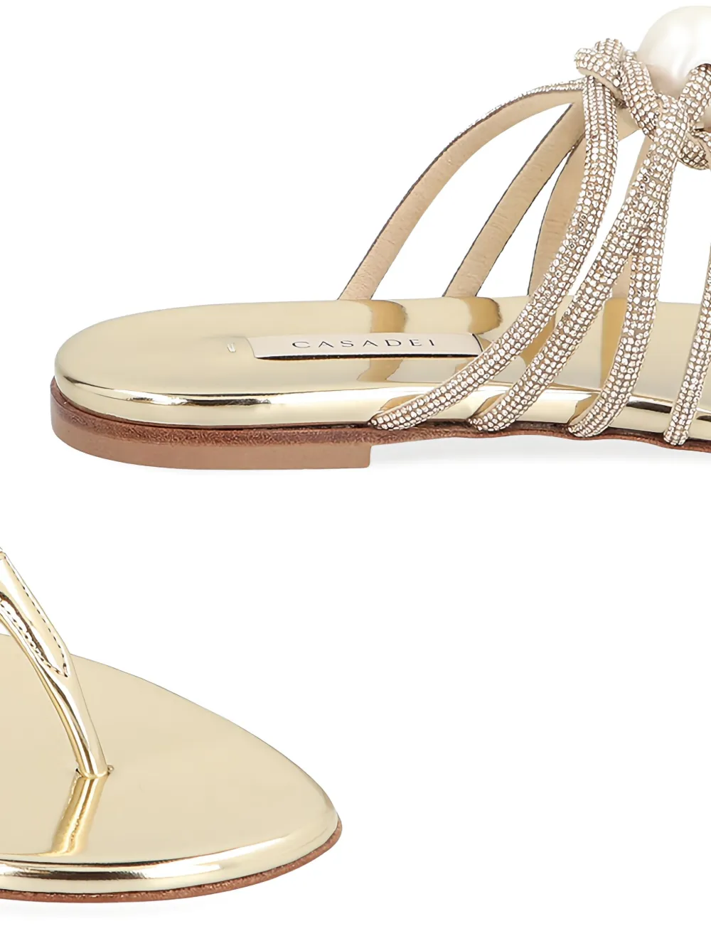 Casadei Embellished Fabric Labuan Thong Slippers In Gold
