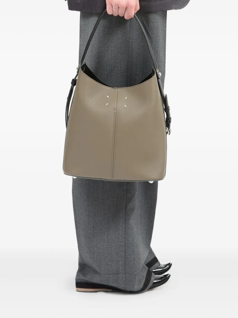 Maison Margiela Dress-Age leren schoudertas met dubbele band Groen