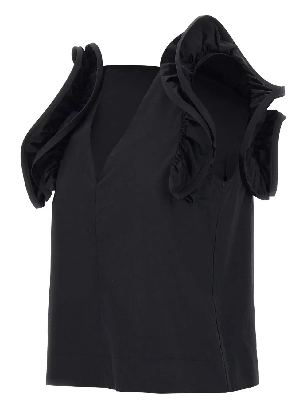 kaos Top met ruches Zwart