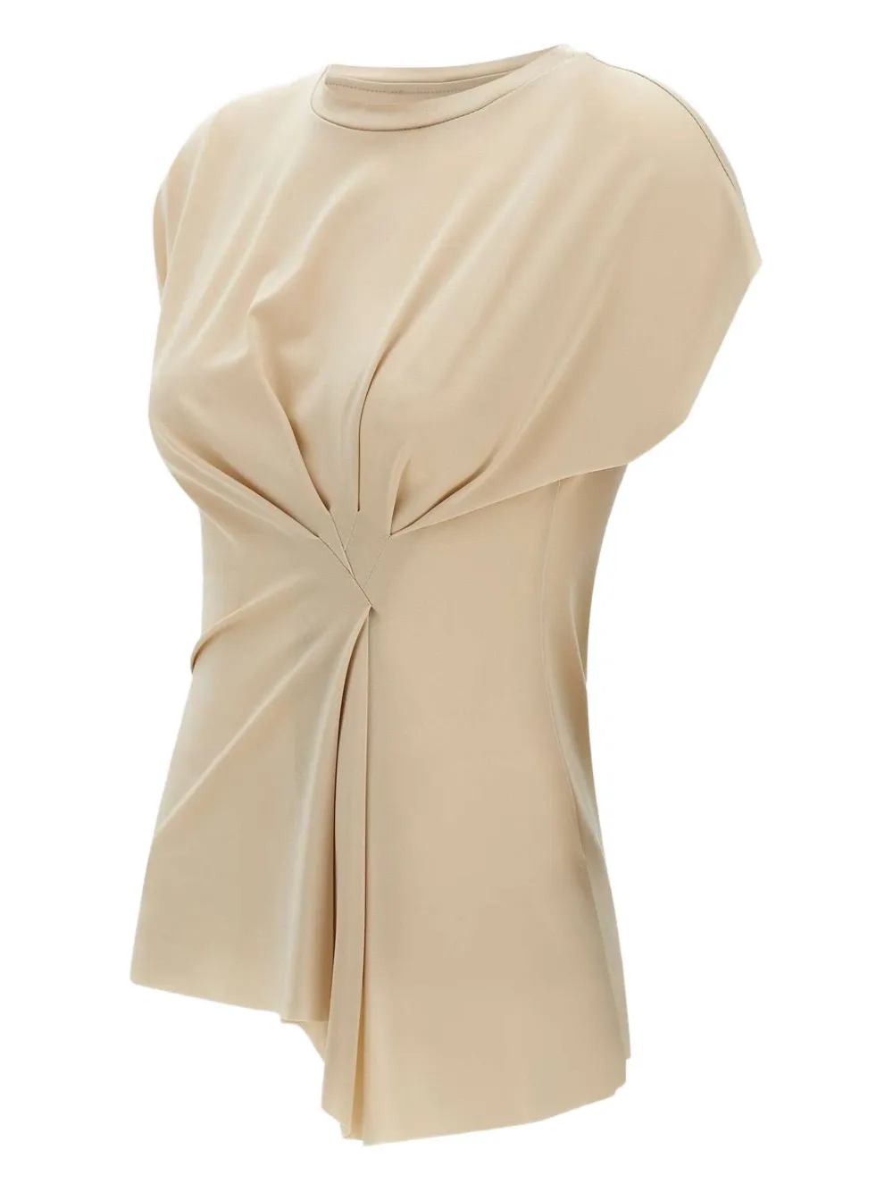 kaos T-shirt met gedrapeerd detail Beige