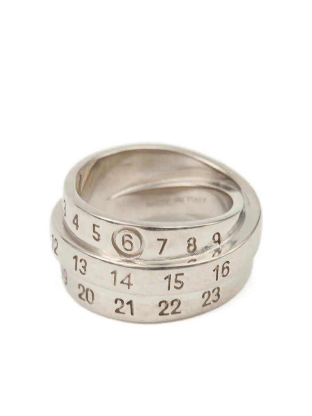 MM6 Maison Margiela Triple ロゴ リング - シルバートーン MM6 Maison Margiela Triple ロゴ リング - シルバートーン