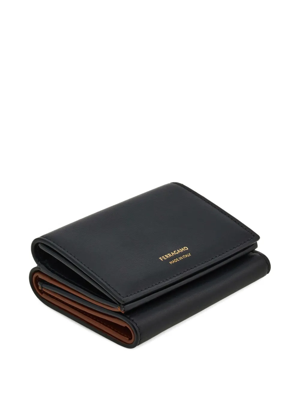Ferragamo Tweekleurige portemonnee Black Cognac Terracotta