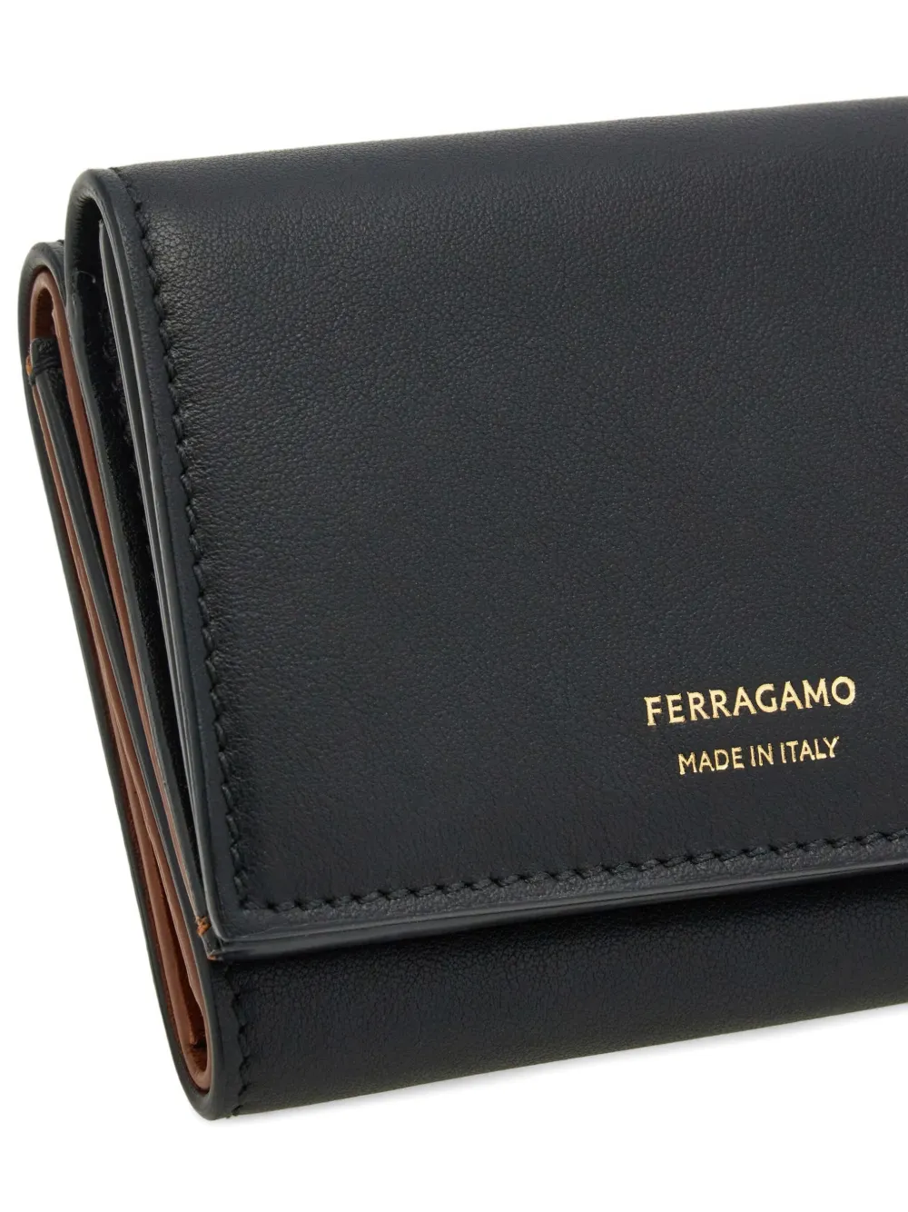Ferragamo Tweekleurige portemonnee Black Cognac Terracotta