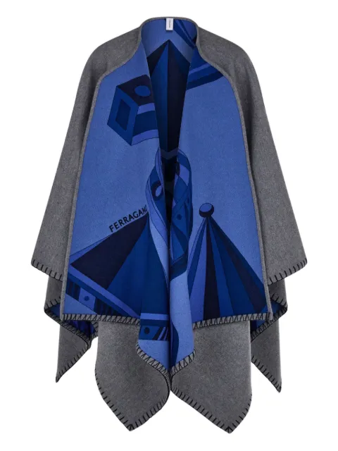 Ferragamo Geometrical renaissance print reversible cape