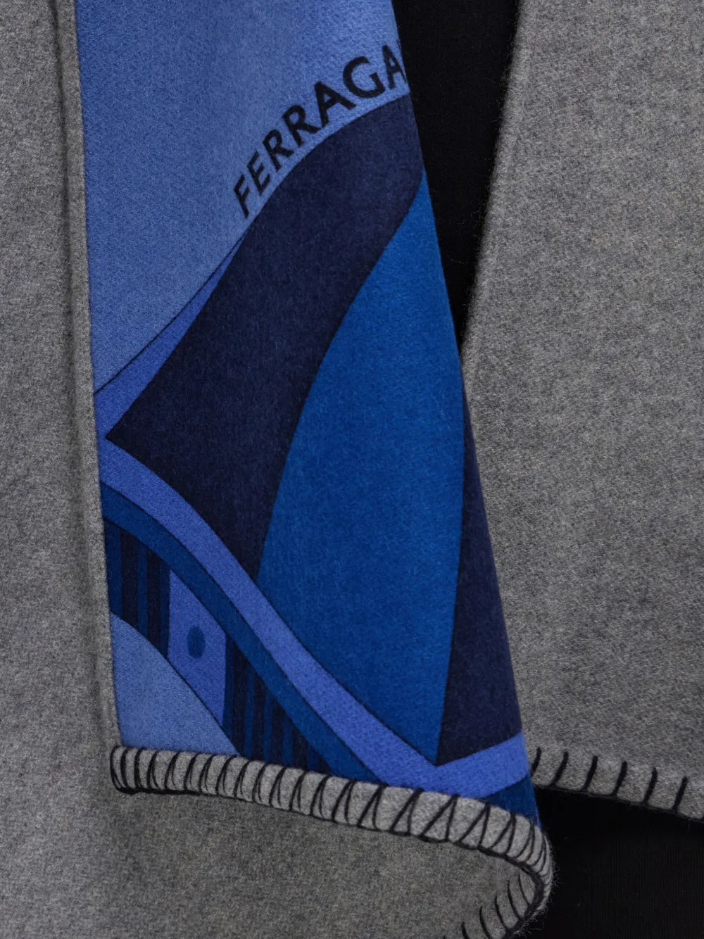 Ferragamo Omkeerbare cape met geometrische print NAVY BLUE GREY