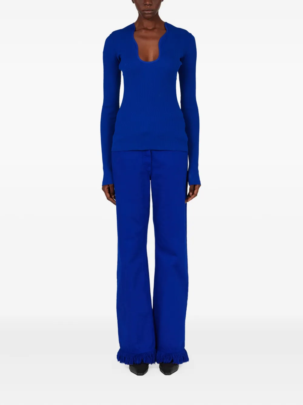 Ferragamo Geribbelde top Blauw