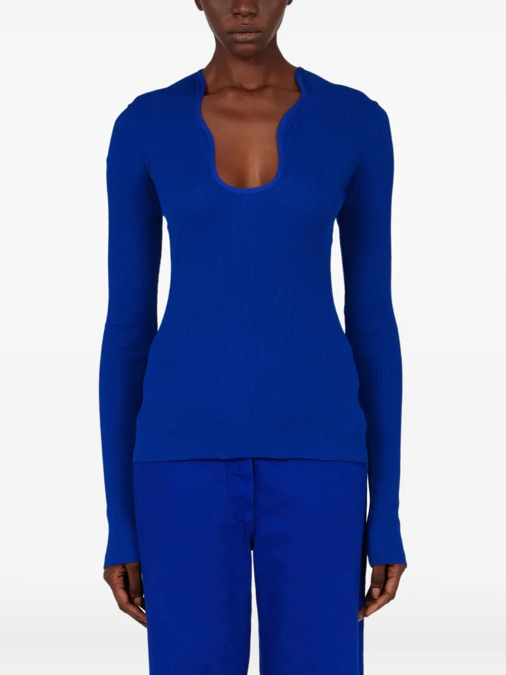 Ferragamo Geribbelde top Blauw