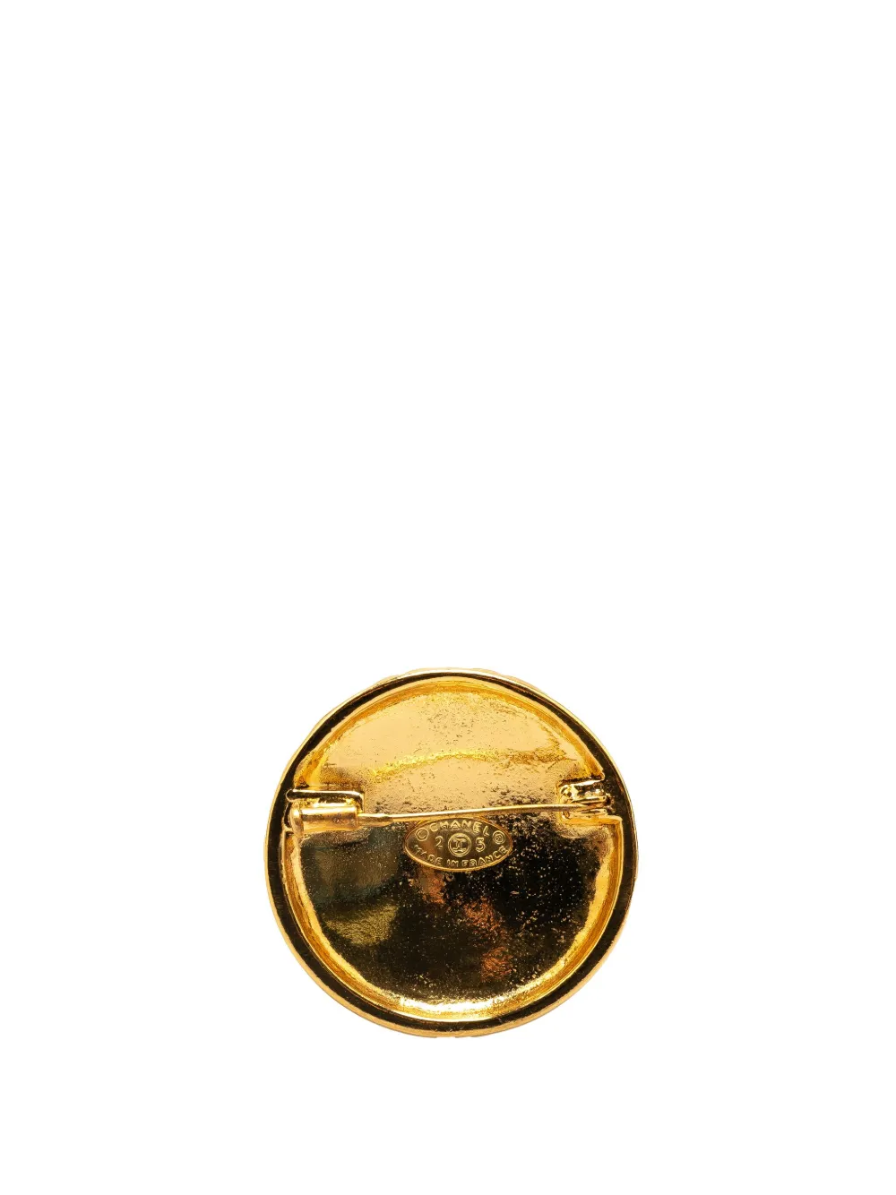 CHANEL Pre-Owned 1980-1990 Gold Plated CC Quilted Round Brooch costume brooch | Image 2