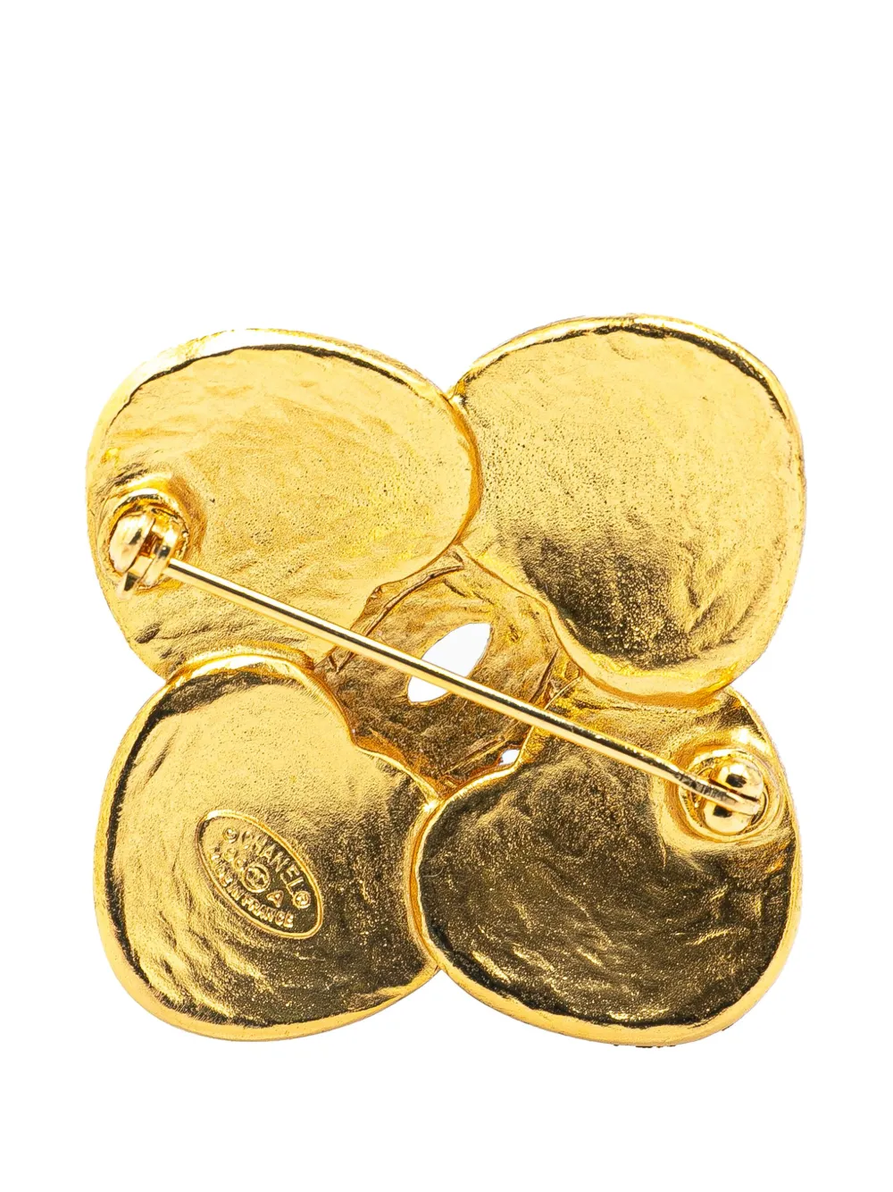 CHANEL Pre-Owned 1996 Gold Plated CC Clover Brooch costume brooch | Image 2