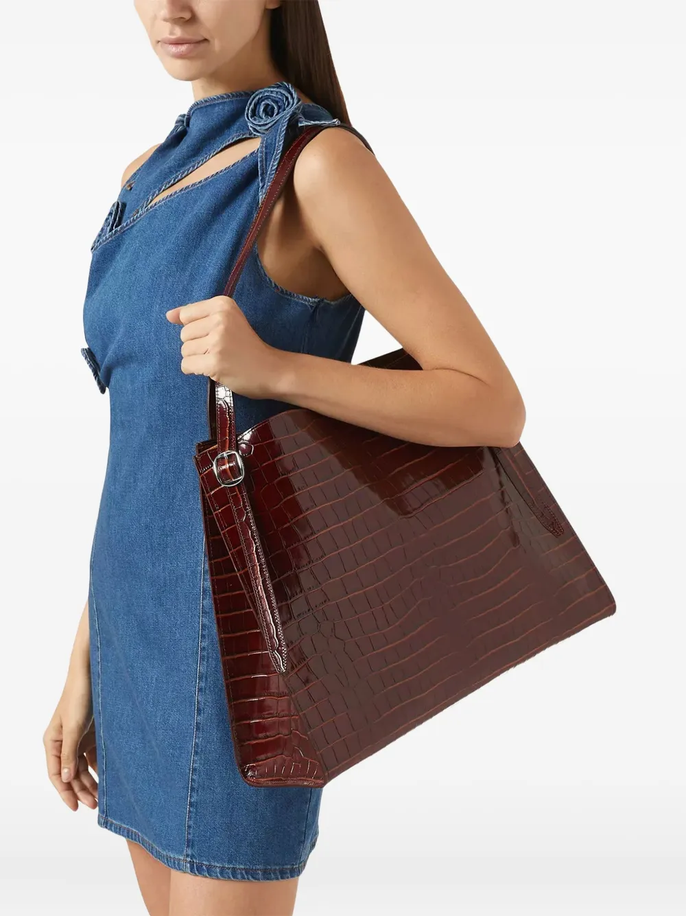 Coperni Belt crocodile-effect tote bag Bruin