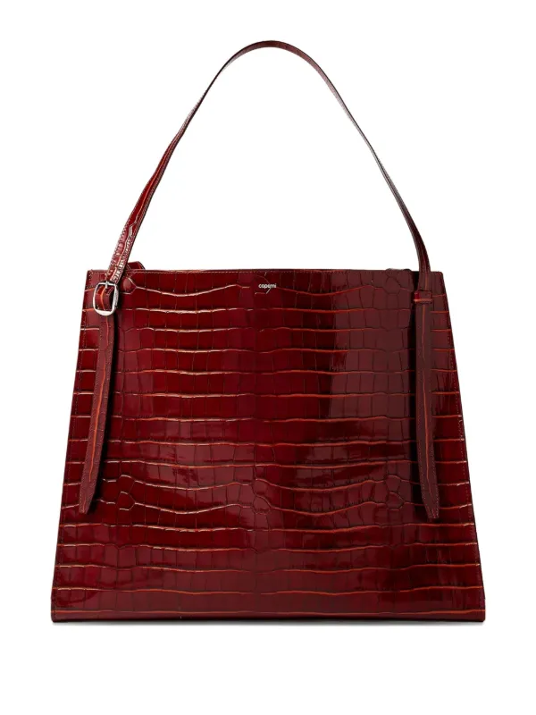 Coperni Sac Cabas Belt à Effet Peau De Crocodile Marron