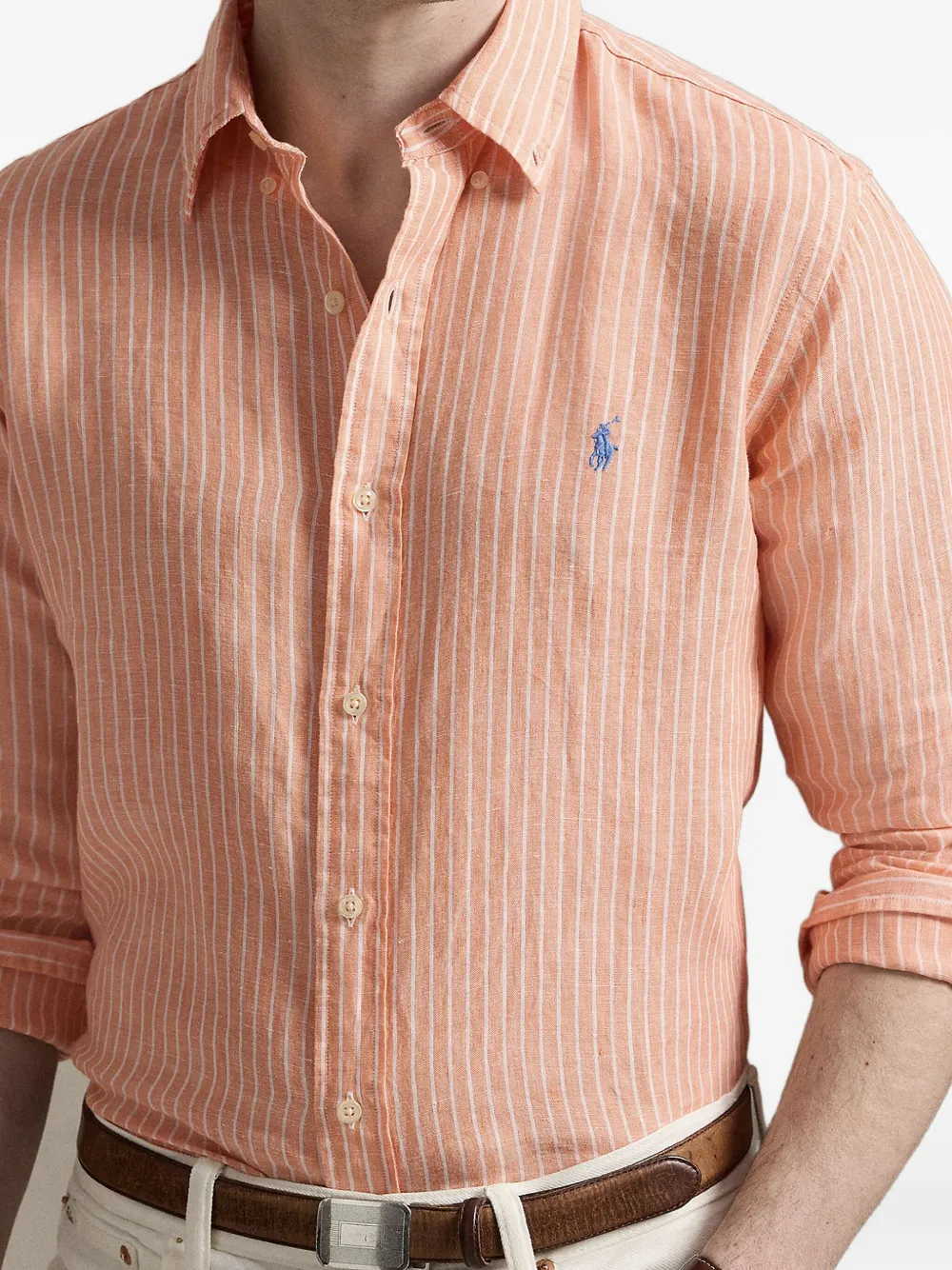 Polo Ralph Lauren striped linen shirt Oranje