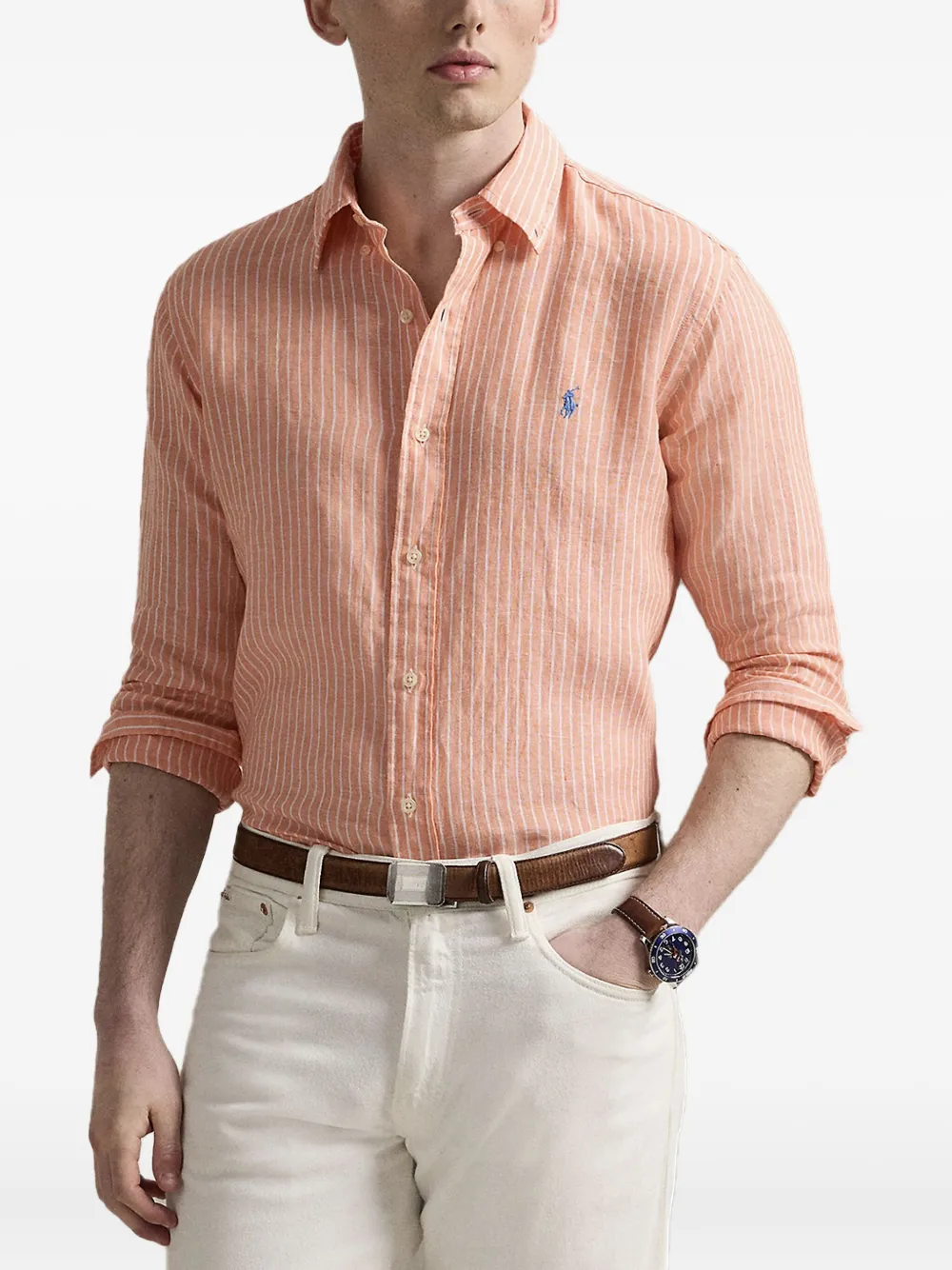 Polo Ralph Lauren striped linen shirt Oranje