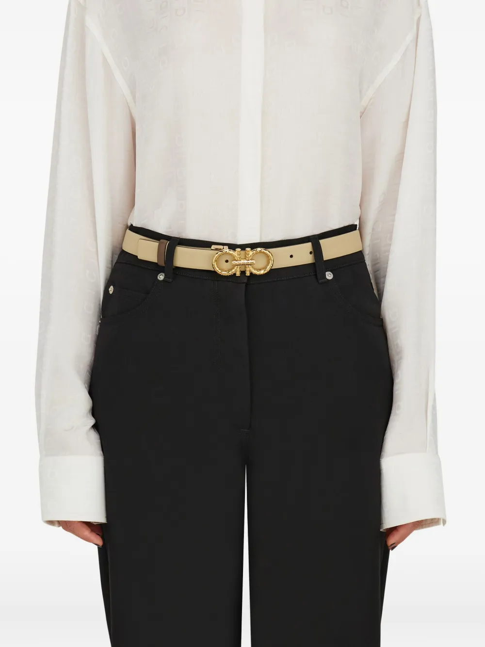 Ferragamo Gancini omkeerbare riem Beige