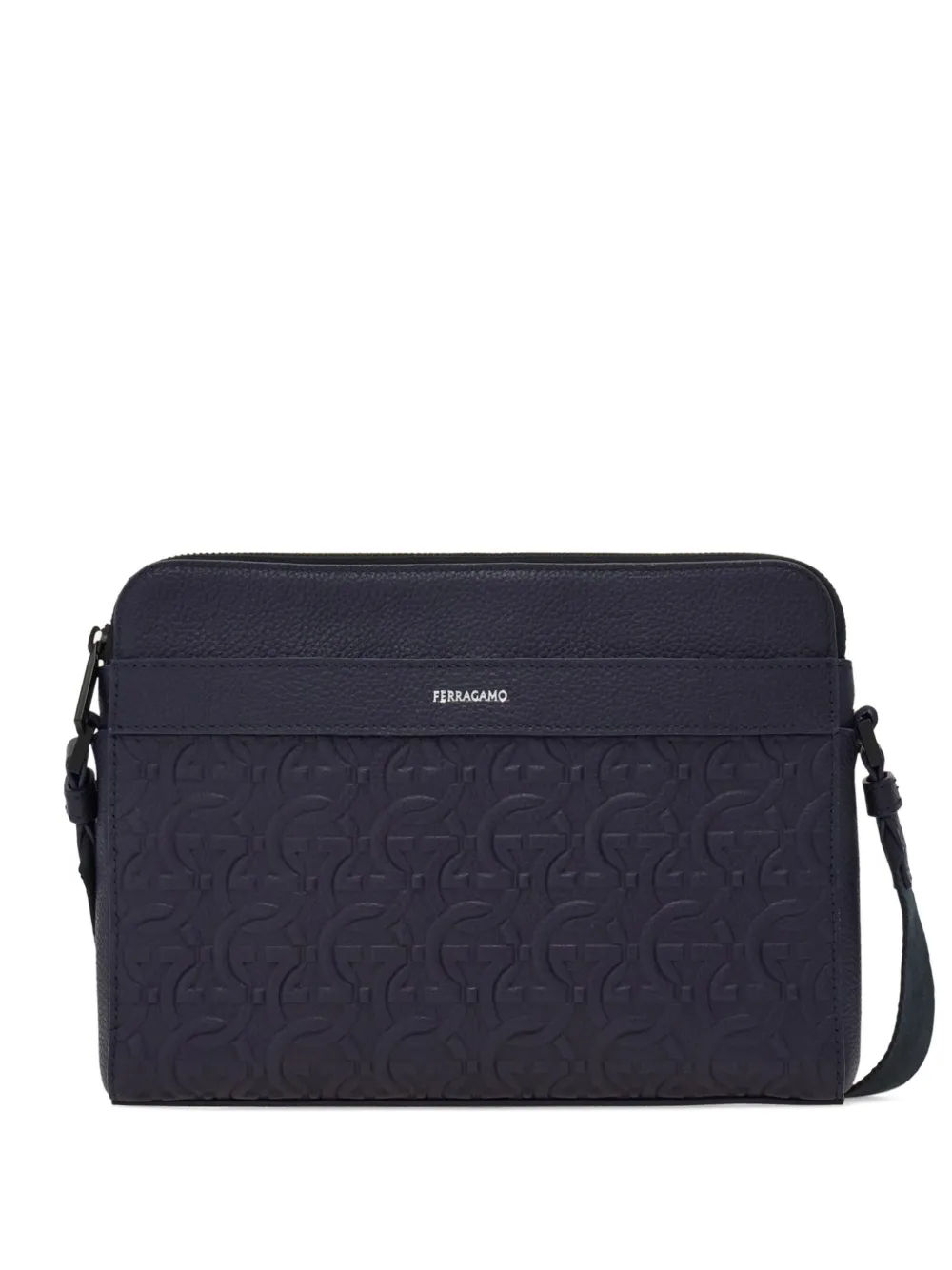 Ferragamo Gancini-embossed shoulder bag - ブルー Ferragamo Gancini-embossed shoulder bag - ブルー
