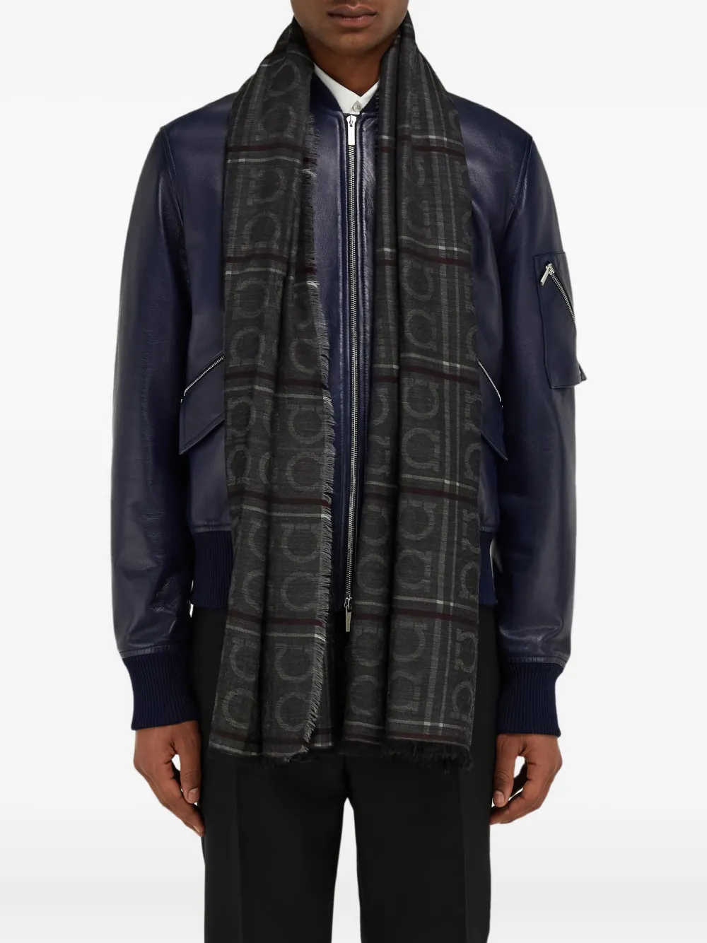Ferragamo Stropdas met logo-jacquard Grijs