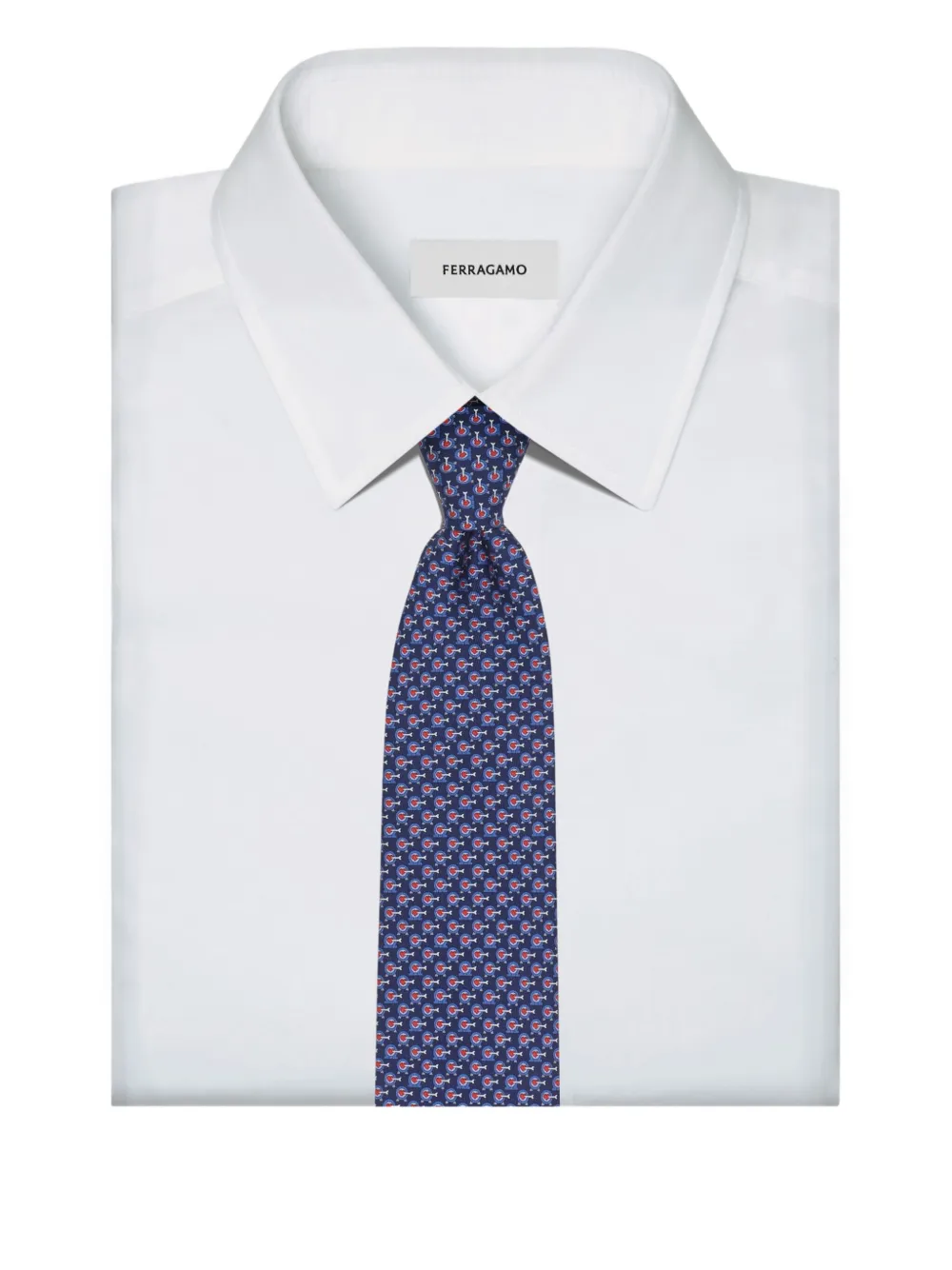 Ferragamo Zijden stropdas met Cupid-print Blauw
