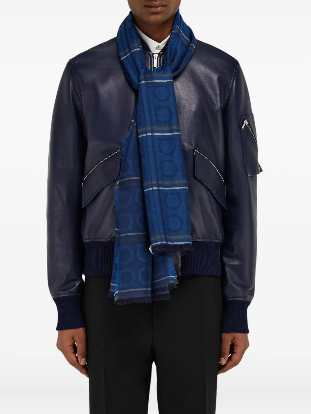Ferragamo Stropdas met logo-jacquard Blauw