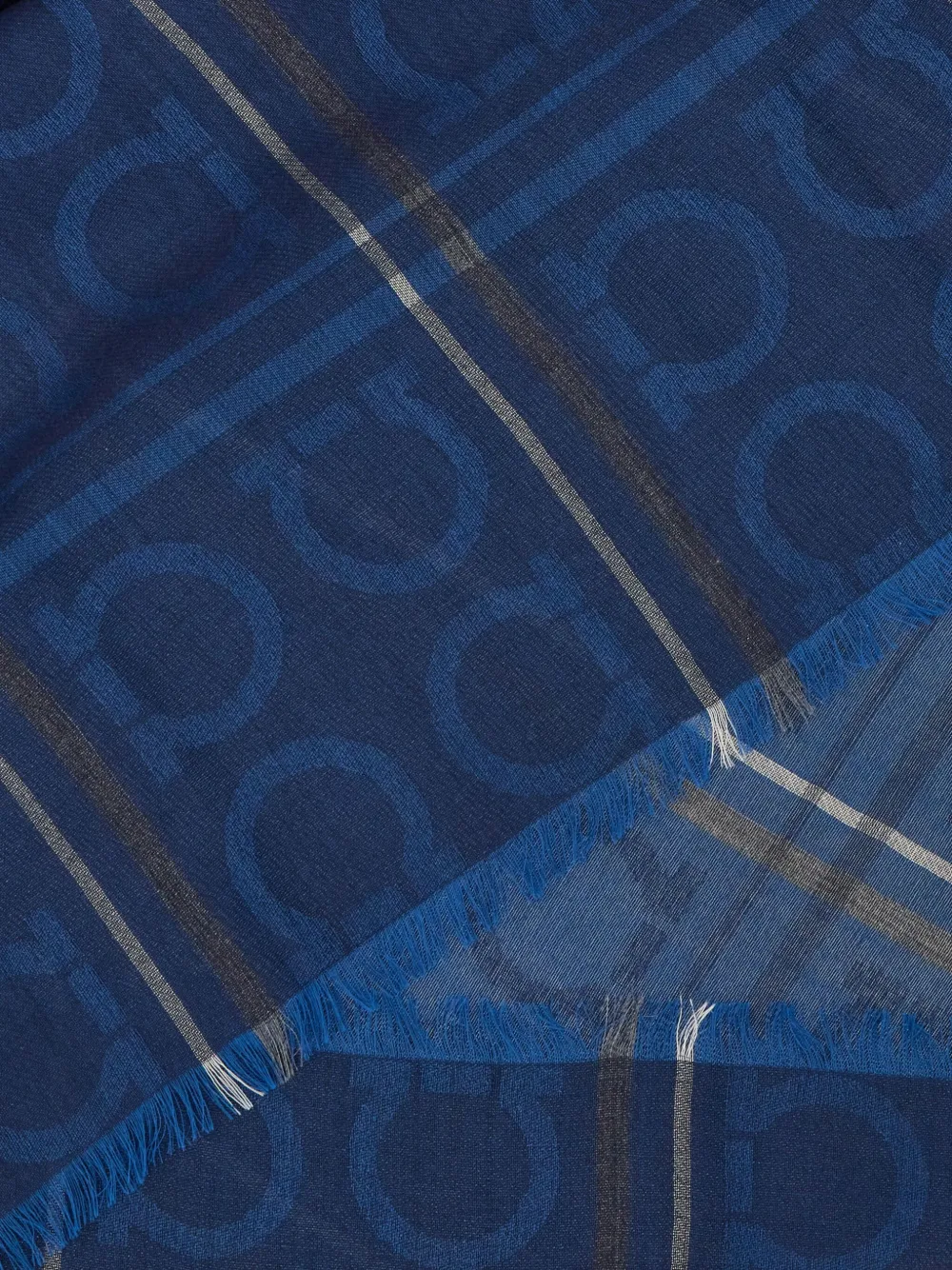 Ferragamo Stropdas met logo-jacquard - Blauw