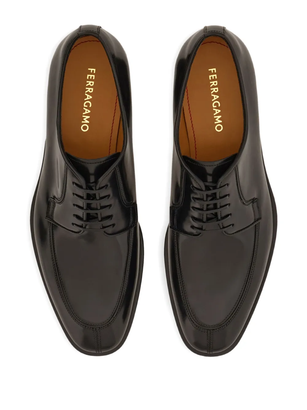 Ferragamo Leren derby schoenen Zwart