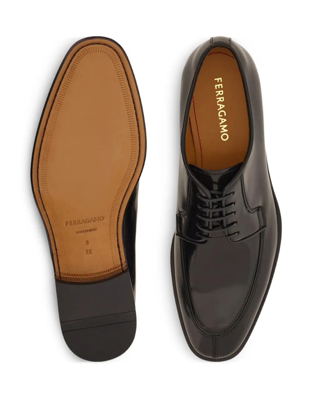 Ferragamo Leren derby schoenen Zwart