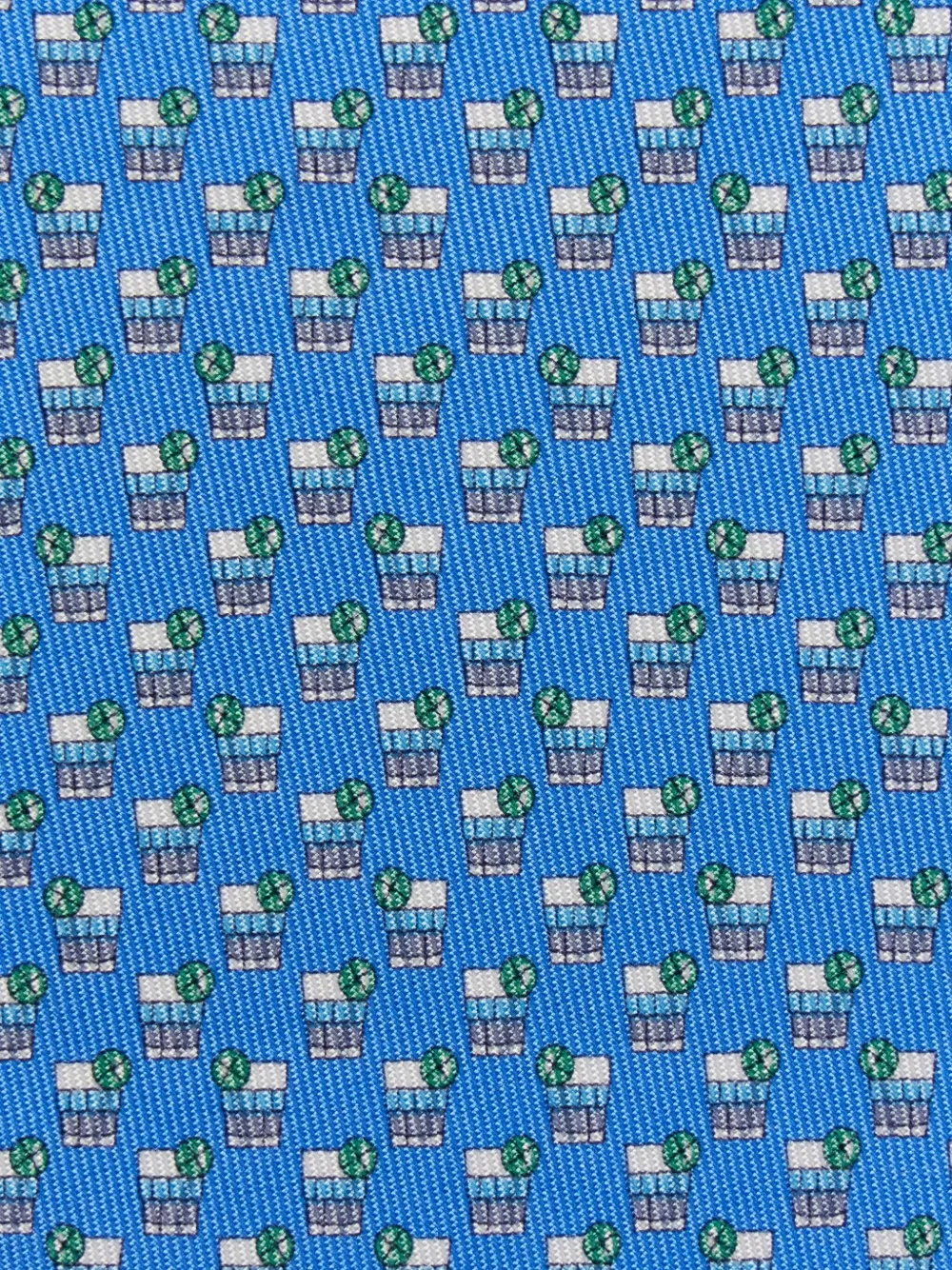 Ferragamo Zijden stropdas met cocktailprint Blauw