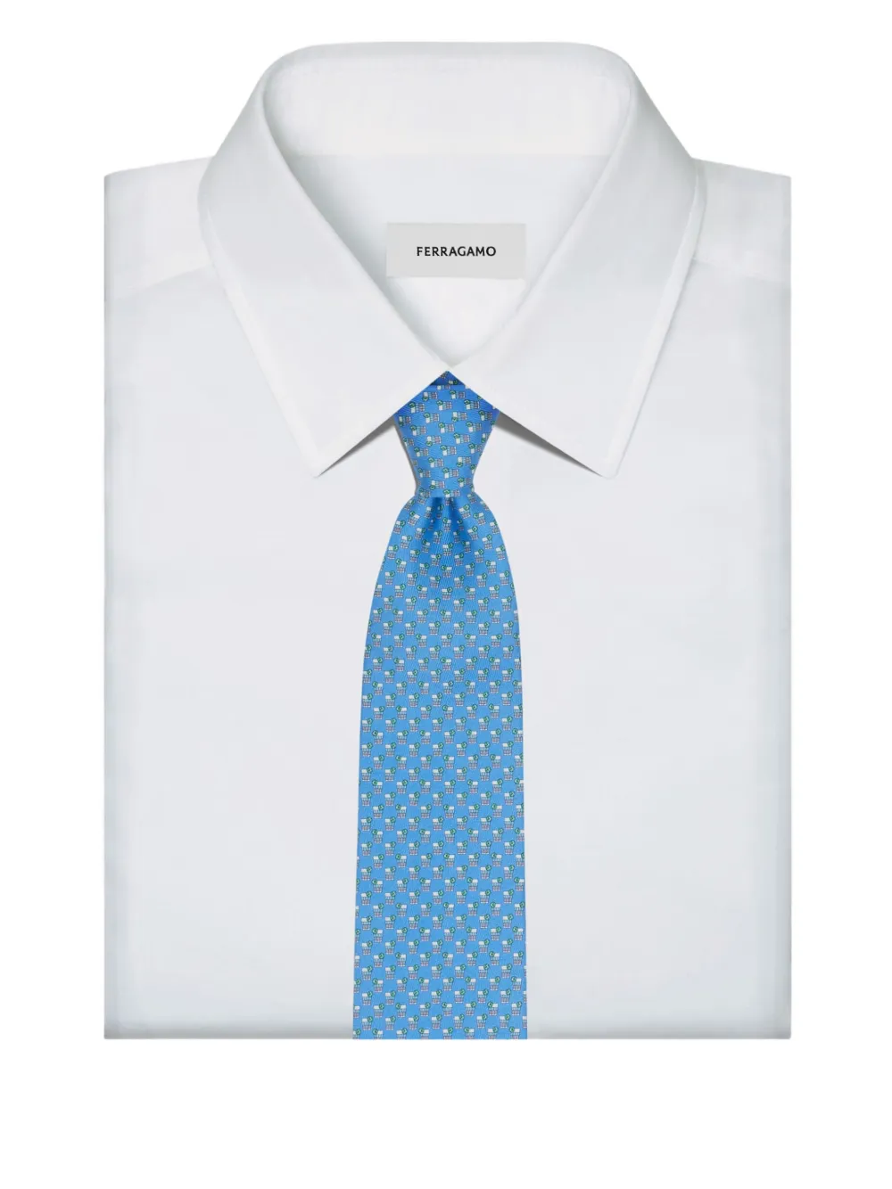 Ferragamo Zijden stropdas met cocktailprint Blauw