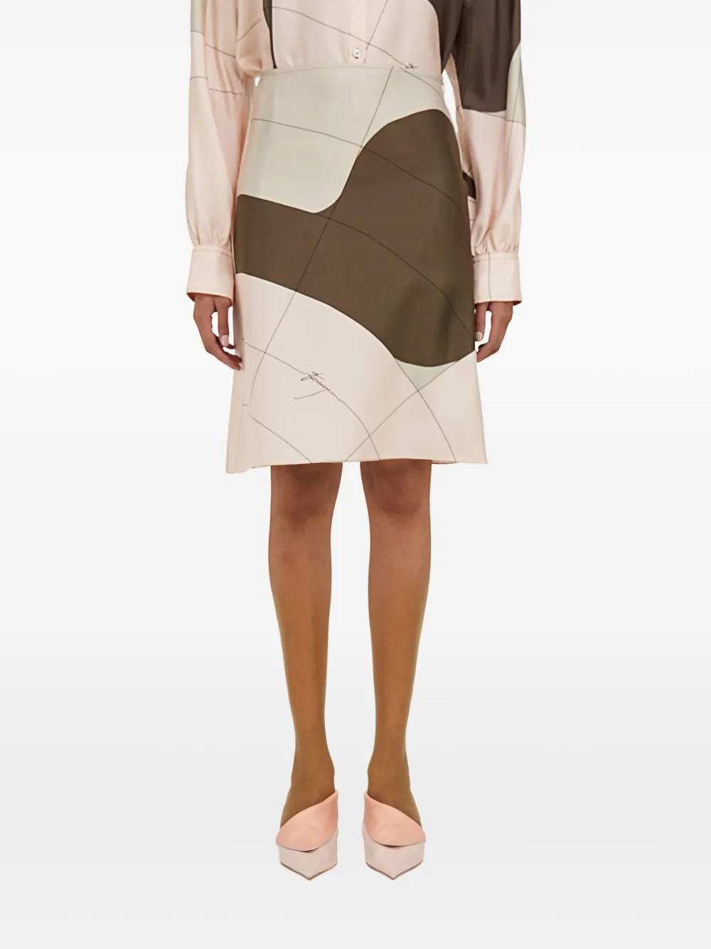 Ferragamo Zijden midi-rok met print Roze