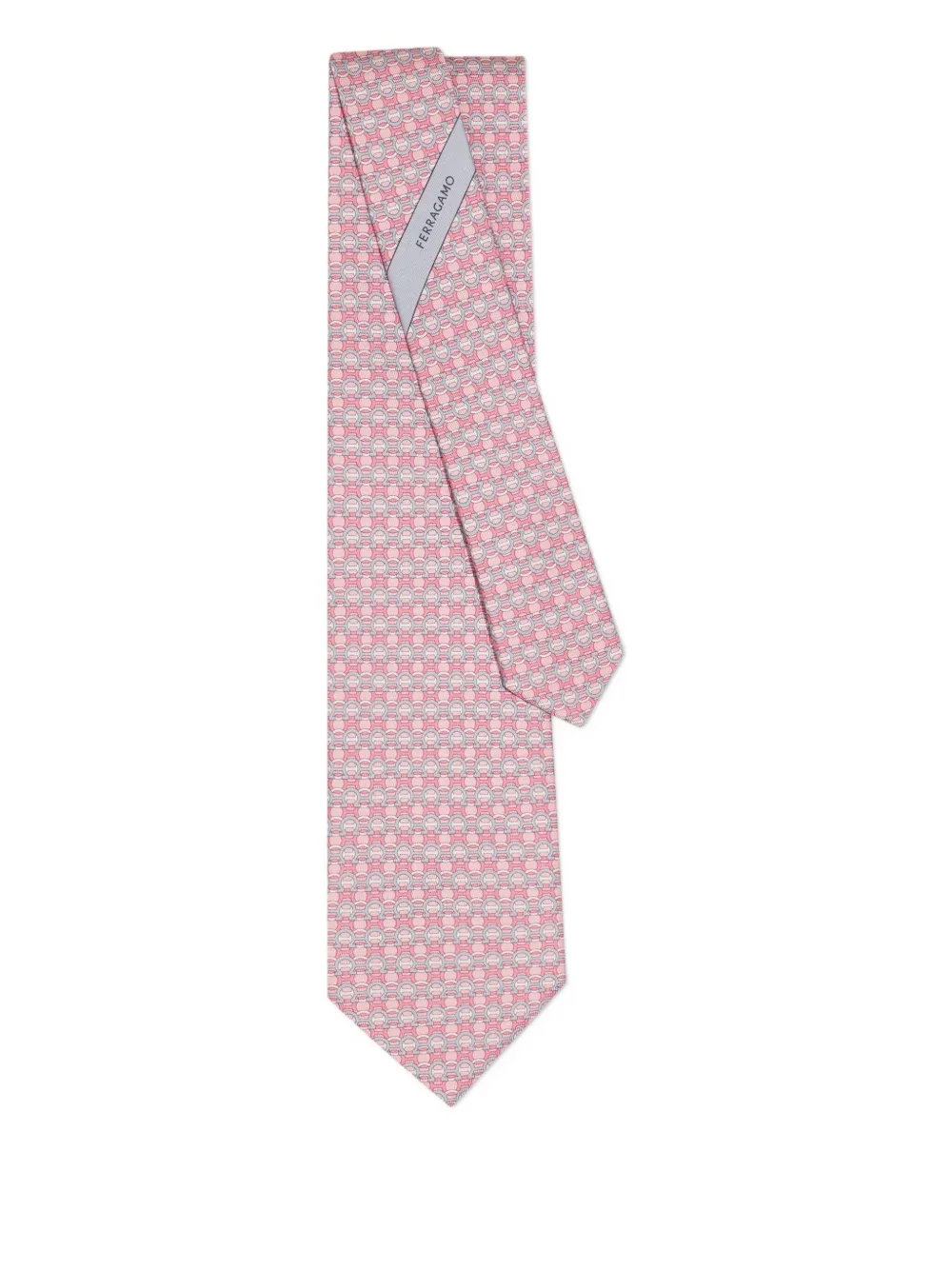 Ferragamo Gancini-print silk tie - Roze